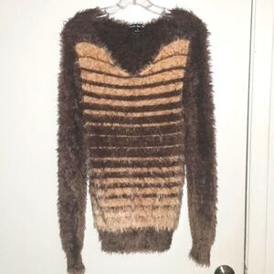 Double Zero Brown Eyelash Sweater Top Size Small